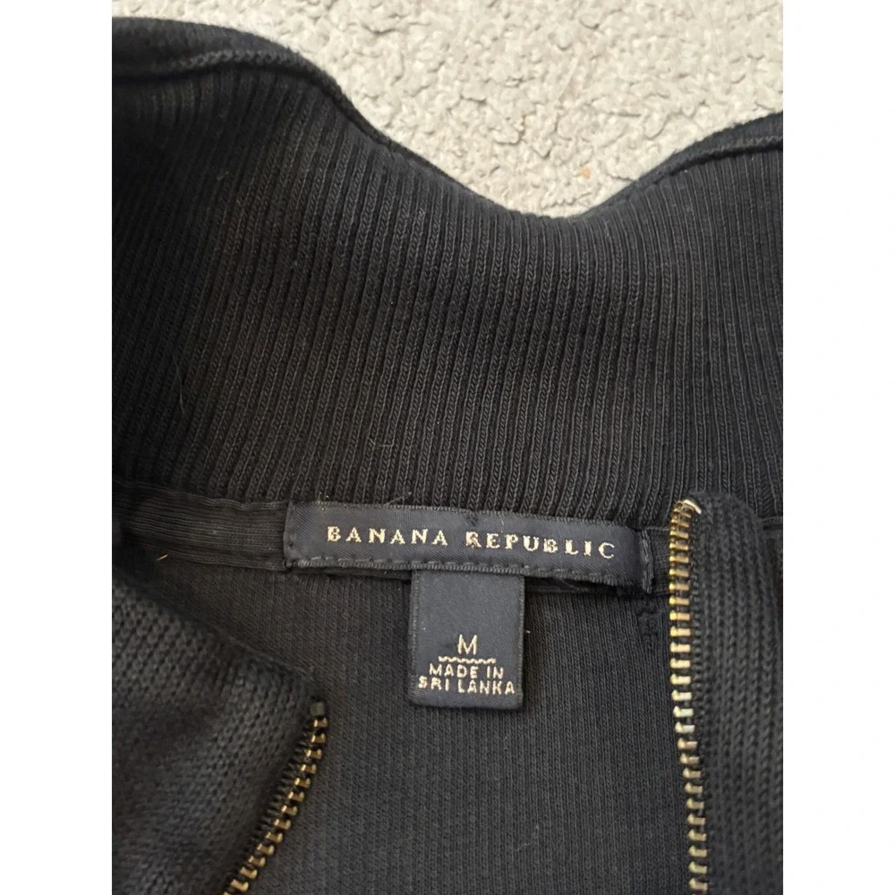 Banana Republic Mens Black 100% Cotton Quarter Zip Pullover Sweater Size M